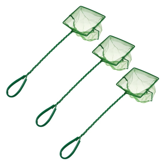 Unique Bargains 3Pcs Aquarium Fish Net Aquarium Fish Tank Accessories Small Fish Fine Net Green 12.2x10cm