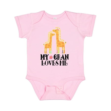 

Inktastic My Gran Loves Me Giraffe Gift Baby Girl Bodysuit