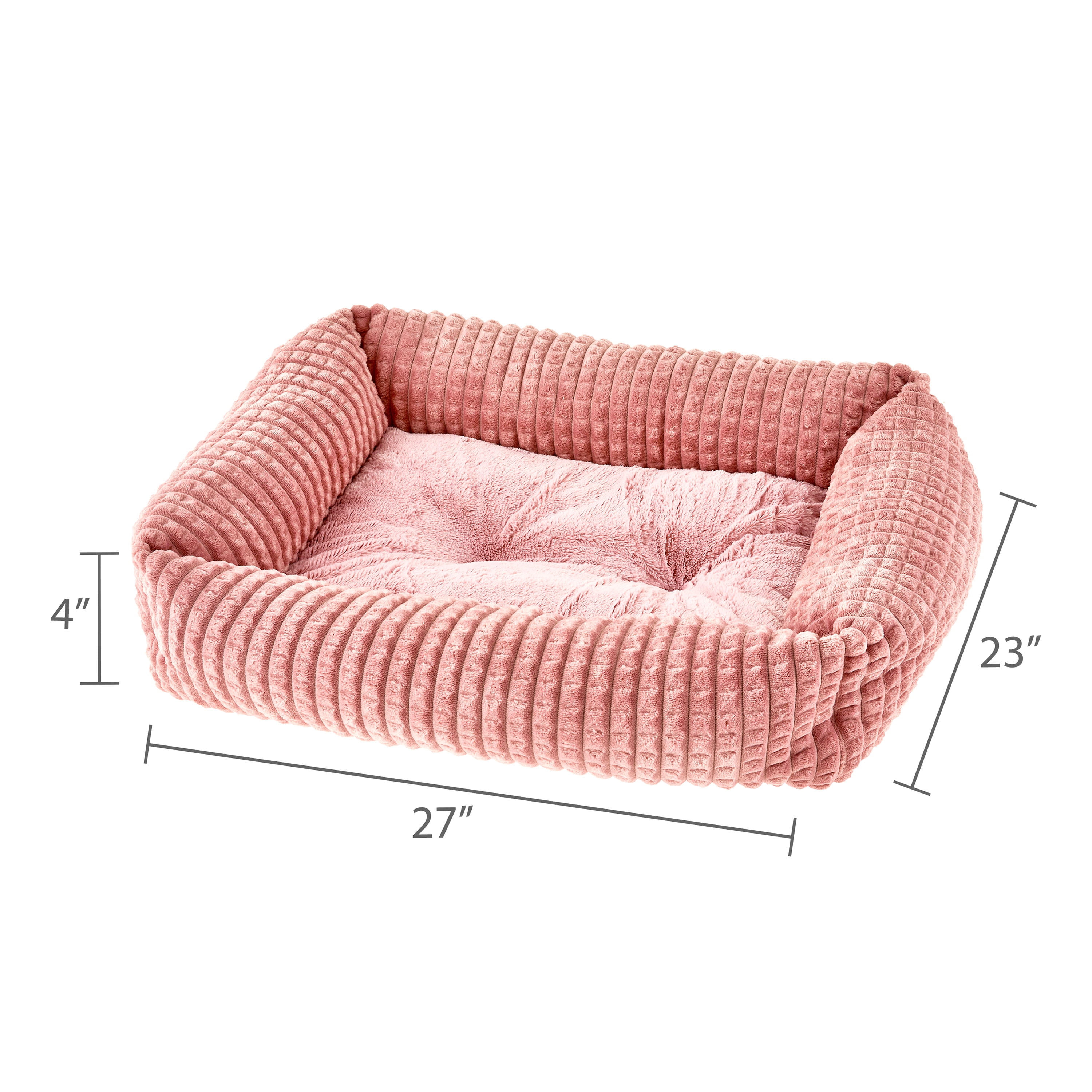 Vibrant Life Medium Flannel Waffle Texture Bolster Cat or Dog Bed, Pink, 21" x 25"