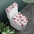 thumbnail image 2 of COEQINE Toilet Lid Dust Cover 2 Piece Set, Stretchable Easy Installation Polyester Fabric Toilet Cover Set for Indoor Decoration, Cherry Flower Polka Dot Pink, 2 of 7