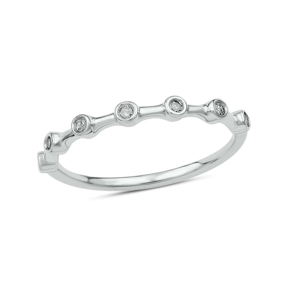 Cali Trove 1/10 Ct Natural Diamond Stackable Band Ring for Women in 925 Sterling Silver White Yellow and Rose Gold Anniversary Jewelry Gift for Her