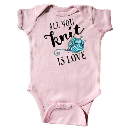 

Inktastic All You Knit Is Love with Blue Yarn and Knitting Needles Gift Baby Boy or Baby Girl Bodysuit