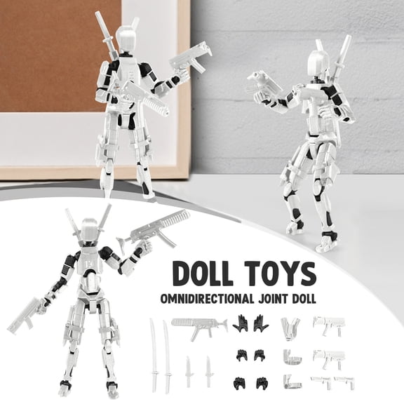 T13 3d Action Figure, 3d Printed Multi-Jointed, Titan 13 Action Figures, Desktop Decorations for Game Lovers Toys,Creative Assembly And Decompression Toys White