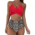 thumbnail image 2 of Guiexla 2Pcs/Set Printing Swimsuit Split Type Leopard Front Cross Bikini Set for Beach, 2 of 7