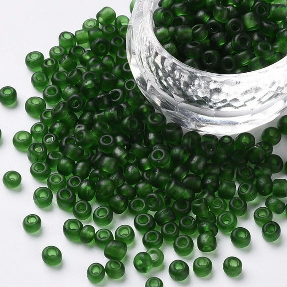 6/0 Frosted Round Glass Seed Beads Green Size: about 4mm in diameter hole:1.5mm about 495pcs/50g 50g