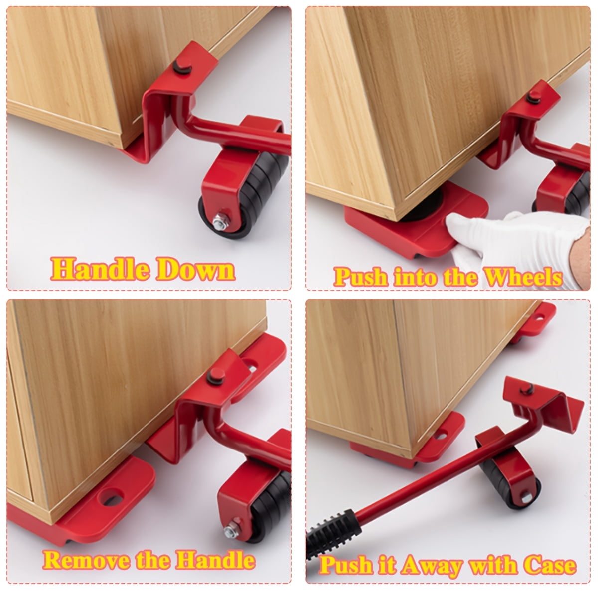 General 5pcs Heavy-Duty Furniture Mover with Pulley System & Wheel Base, Multi-Functional Moving Tool for Bed Sofa Appliances Bookshelf, Space-Saving for Home Use, Plastic Frame, Heavy Object Shifter
