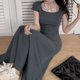 thumbnail image 3 of Rimocy - Vestidos largos ajustados y sexys para mujer, verano 2024, manga corta, ajustados, cuello redondo, para fiestas y clubes, 3 of 6