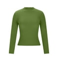thumbnail image 4 of Nmnitkp Women's Turtleneck Long Sleeve Shirts Thermal Underwear Tops Basic Slim Fit Fall Fashion Lightweight Top Army Green L, 4 of 7