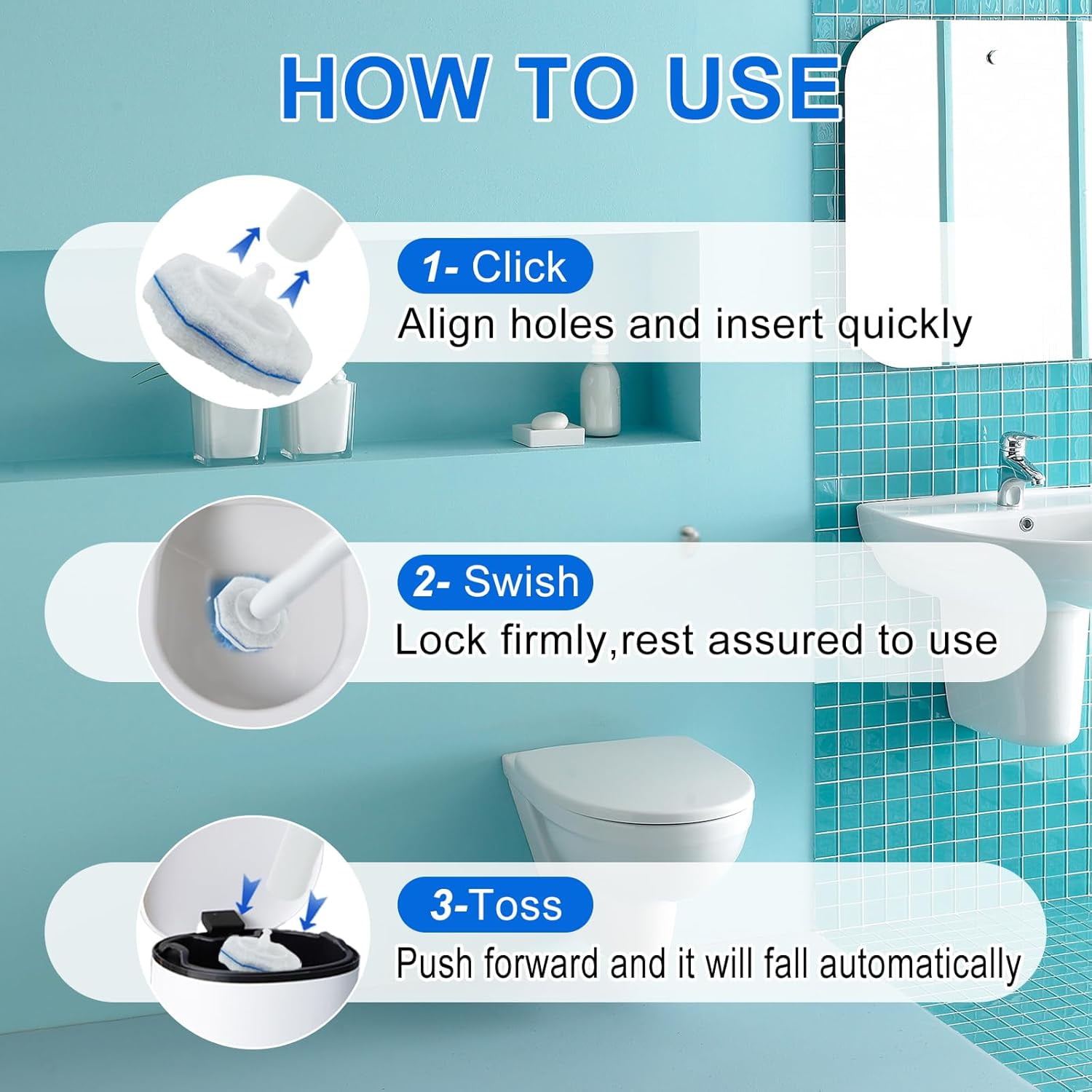 30 Count Toilet Wand Refills for , Disposable Brush Compatible with ToiletWand Cleaning System, Upgrade Fiber Bowl Cleaner Closestool Cleaning.（not included brush rod）