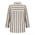 thumbnail image 4 of Brown Shirts for Women Cotton Linen Stripe Shirts For Women 3/4 Length Sleeve Tops Lapel Button Down Blouses Loose Casual Work Shirts Womens Tops Blouses Trendy, 4 of 5