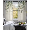 thumbnail image 3 of Sage Green Sheer Curtains 45 Inch Length 2 Panels Set for Living Room/Bedroom, Eucalyptus Leaves Kitchen Curtains with Grommet Semi-Sheer Curtains Drapes Voile Window Treatments 42"x45"x2, 3 of 7