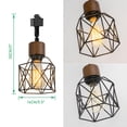 thumbnail image 3 of FSLiving Adjustable Angle J-Type Track Pendant Light, Retro Design E26 Walnut Base with Black Hollow Cage Metal Shade for Kitchen Bar Sink Counter (Bulb & Ceiling Track Sold Separately) - 1 Light, 3 of 6
