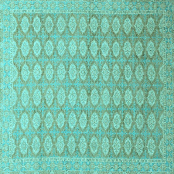 Ahgly Company Indoor Square Oriental Light Blue Traditional Area Rugs, 5' Square