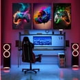 thumbnail image 2 of Hieng Cool Gaming Canvas Wall Art, Retro Video Game Watercolor Poster Pictures, Neon Gamepad Gamepad Painting Prints for Kids Boys Game Room Bedroom Wall Decor Framed, 2 of 6