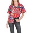 thumbnail image 4 of LA LEELA Hawaiian Shirts Womens Casual Beach Party Short Sleeve Tropical Vacation Tops Blouse Shirt Summer Dress Shirts Blouses for Women S Parrots, Red, 4 of 4