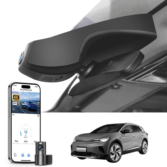 Mangoal Dash Cam 4K Front and Rear 1080p Starvis Sensor Fit for Volkswagen ID.4 2021 2022 2023 2024,Pro Pro S Accessories, Integrated OEM Look, G-Sensor, App & WiFi, GPS, 128GB Card