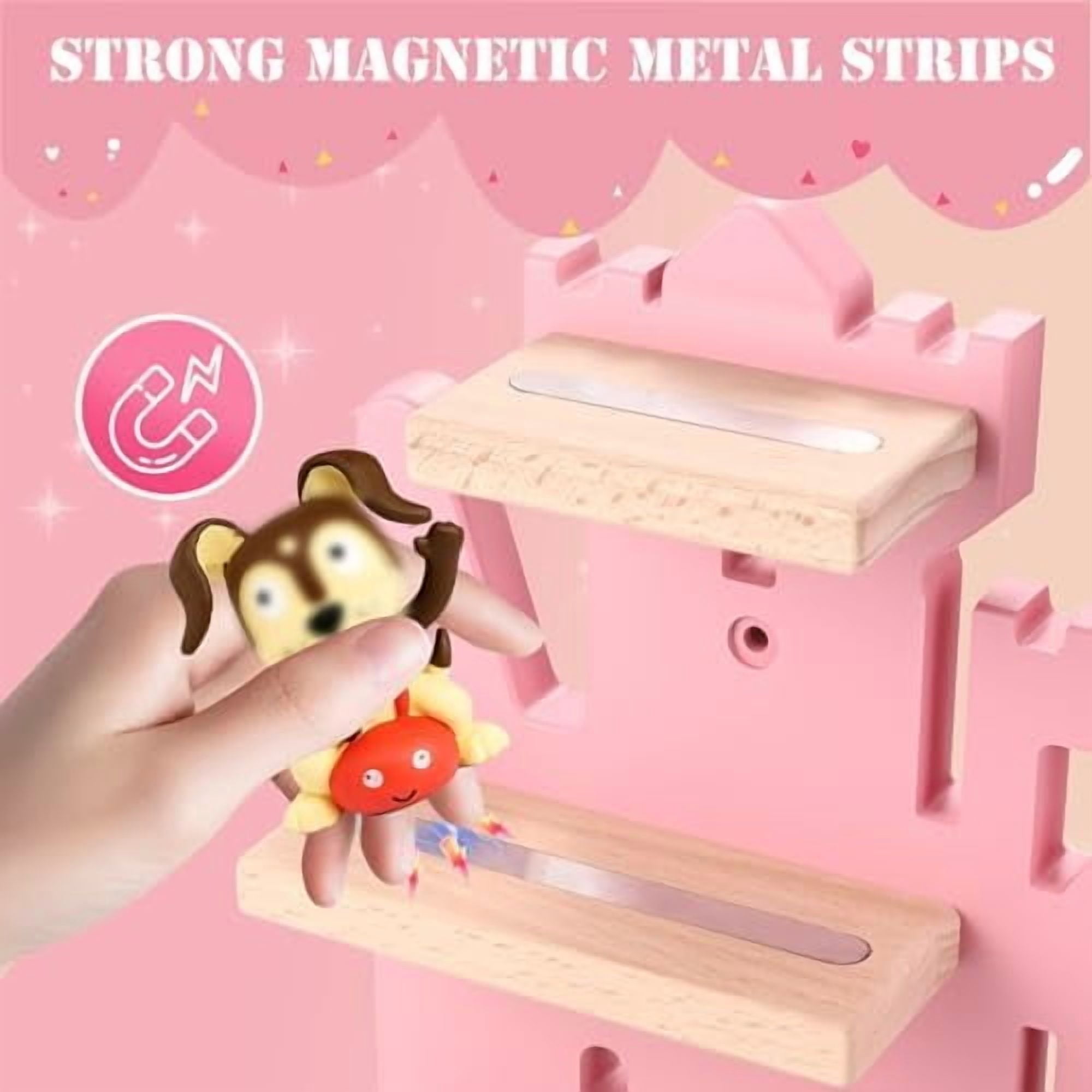 Tonie Shelf for Tonies Box Set - Tonie Storage for Tonie Box & Tonies Figures & Charging Station, Magnetic Wooden Floating Shelf for Toniebox & 15-33 Tonies Characters, Wall Mounted Rack,Castle Shape