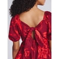 thumbnail image 4 of Time and Tru Women's and Women's Plus Tie Back Mini Dress with Puff Sleeves, Sizes XS-4X, 4 of 4