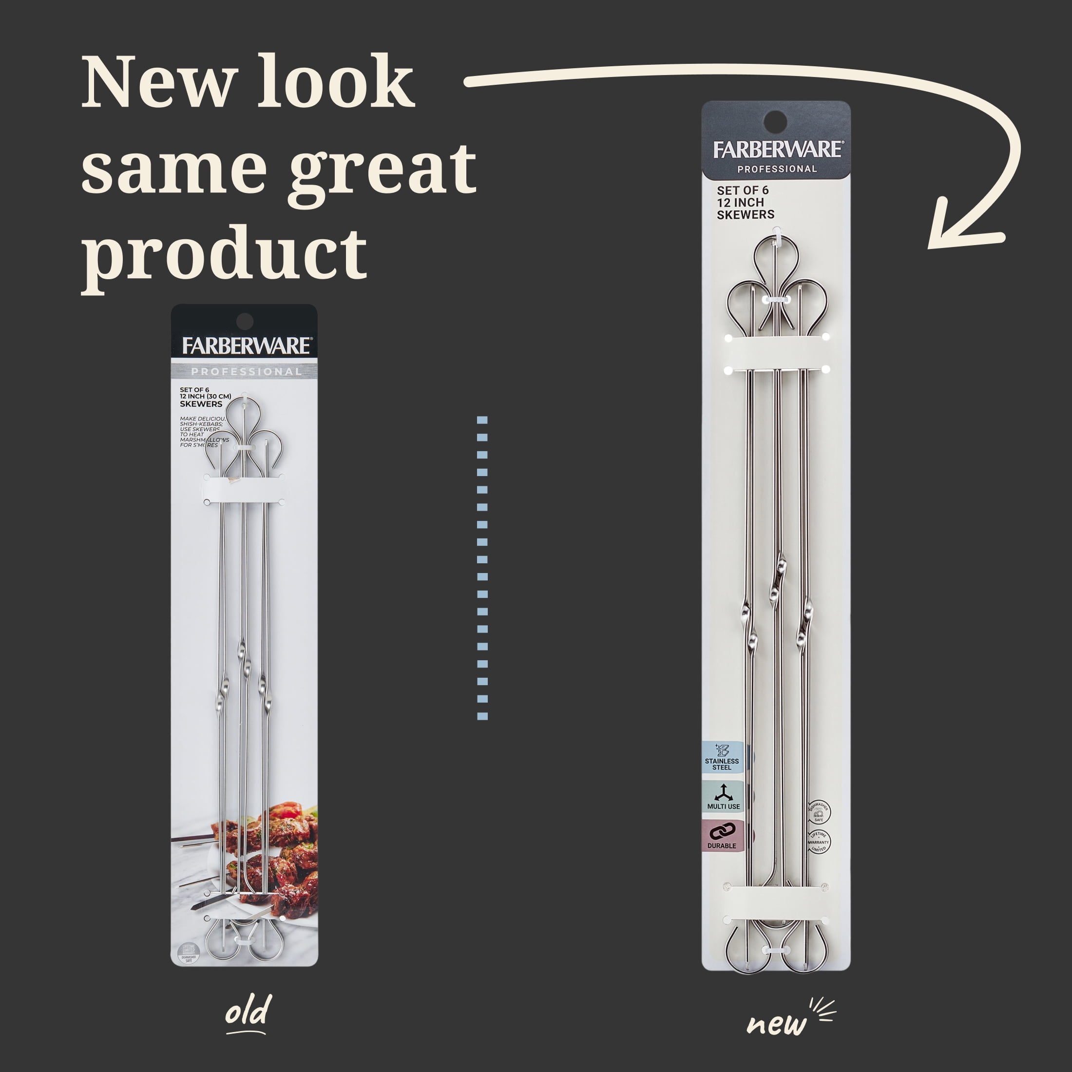 Farberware Professional Stainless Steel Kebob Skewers, 6-Pieces