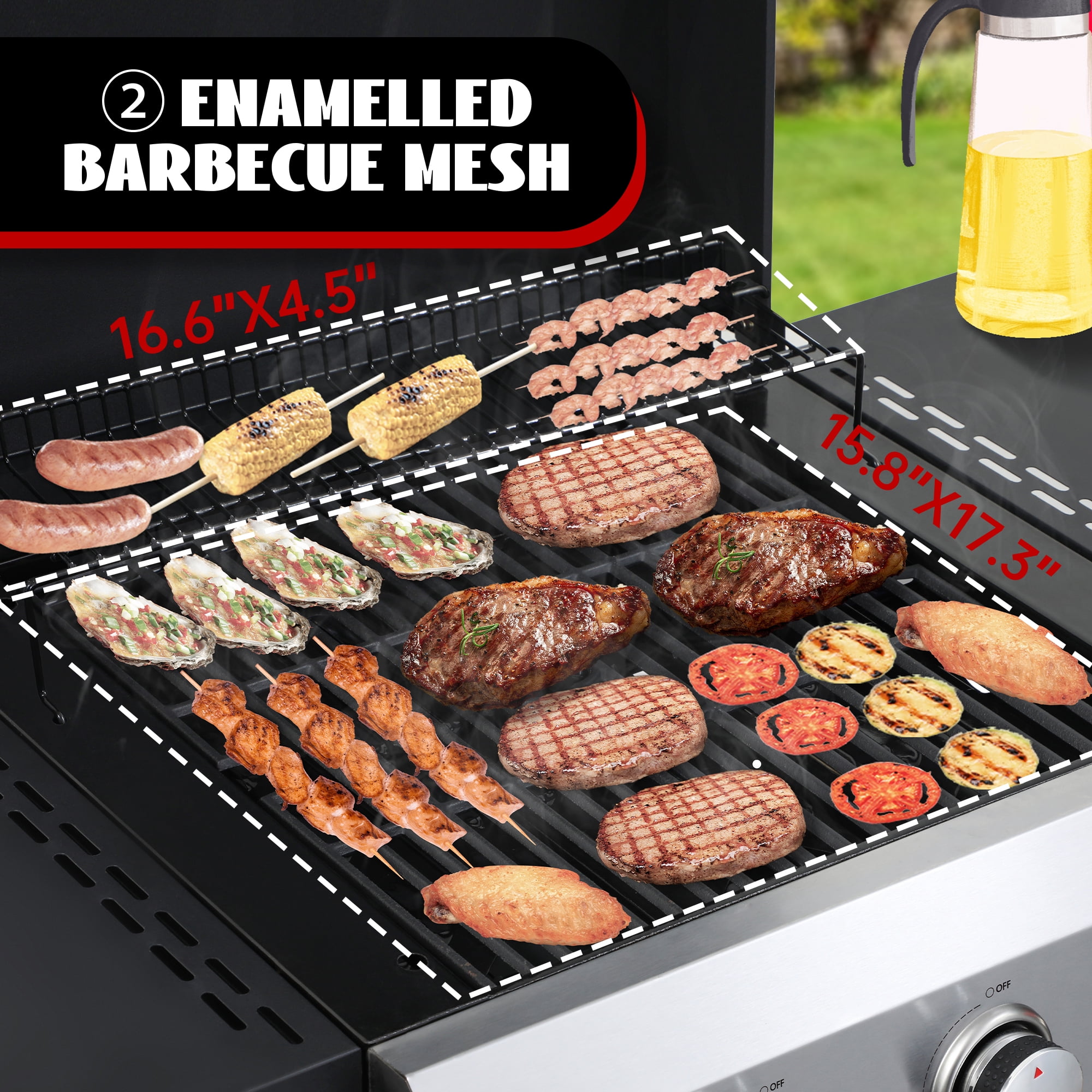 Nice Cooker 3-Burner Flat Top Propane Gas Grill with Foldable Side Table, 36,900 BTU Outdoor BBQ Grill, Porcelain-Enameled Grids & Built-in Thermometer – Perfect for Backyard, Camping, Patio Cooking