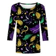 thumbnail image 4 of RKSTN Mardi Gras 3/4 Length Sleeve Womens Tops Oversized Crewneck Carnival Graphic Printed Three Quarter Sleeve T Shirt Women Casual Round Neck Funny Tuesday Carnival Party Loose Short Sleeve Shirt, 4 of 6