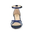 thumbnail image 2 of BLISSFUL STEP Sandales à Petits Talons pour Femmes en Maille Ornée de Strass Bleu Marine (Taille 7), 2 of 7