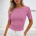 thumbnail image 5 of Bovxnpu Womens Short Sleeve T Shirts Printed T-Shirt Short Sleeve Crew Neck Ruched Side Slim Tops Summer Tops, 5 of 8