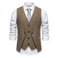 thumbnail image 2 of BVOFAR Men's Vintage Tweed Suit Vest Herringbone Wool Blend Vests Business Causal V Neck Waistcoats Prom Wedding Waistcoat Coffee L, 2 of 10