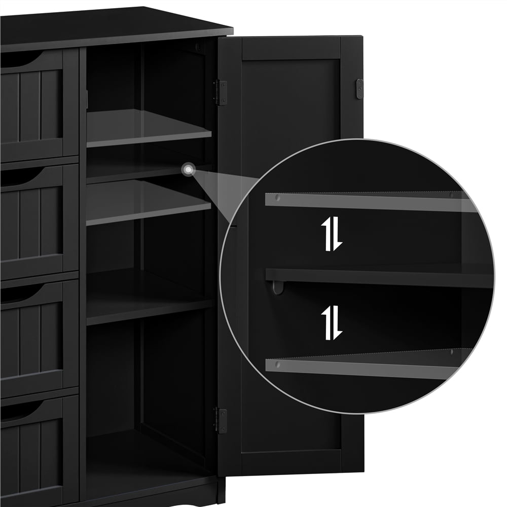 Yaheetech Wooden Bathroom Cabinet with Drawer and Freestanding, Black