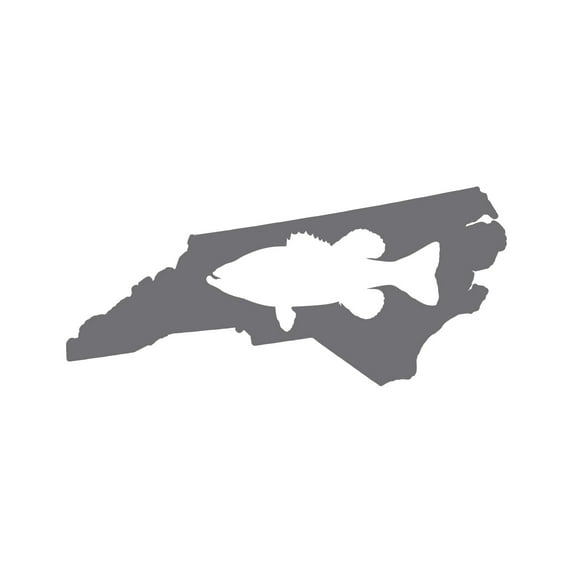 North Carolina Bass Sticker Decal Die Cut - Self Adhesive Vinyl - Weatherproof - Made in USA - Many Color and Sizes - state shaped largemouth fishing fish