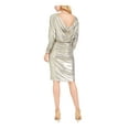 thumbnail image 2 of VINCE CAMUTO Womens Gold Long Sleeve Jewel Neck Short Cocktail Sheath Dress 6, 2 of 4