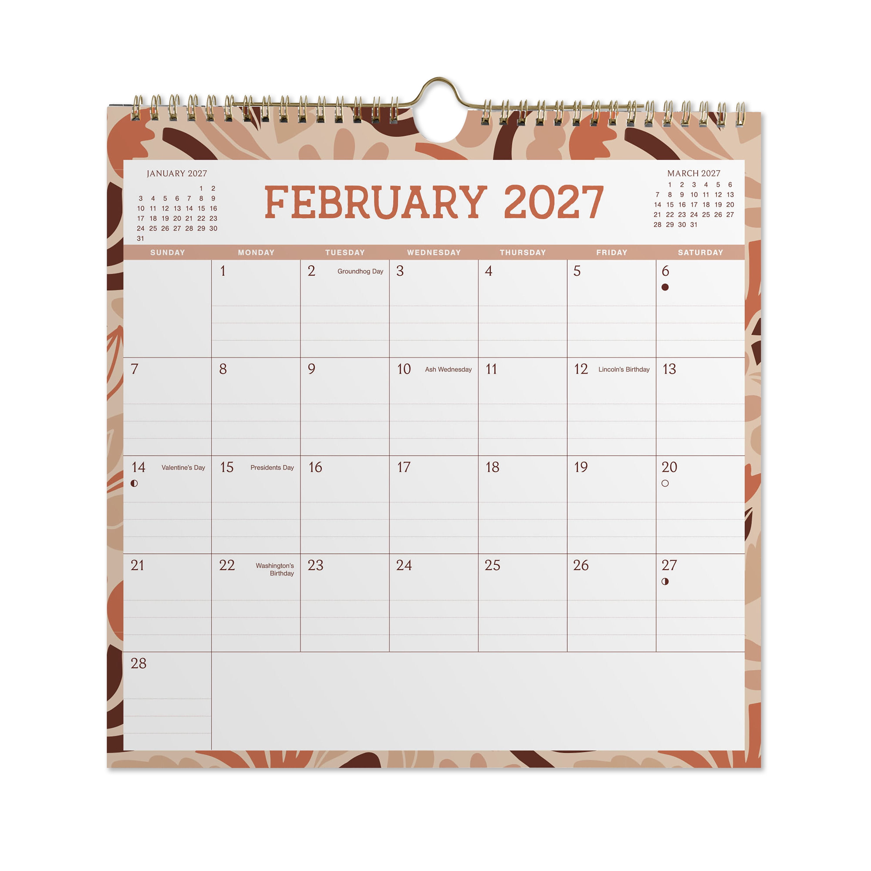 2027 Pen+Gear Pattern Spiral Calendar 12x12 January-December Gridded