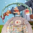 thumbnail image 3 of Bright Starts Disney Baby Winnie The Pooh Baby Bouncer Soothing Vibrations Deluxe Infant Seat - Faux Suede, Music, Removable -Toy Bar, 0-6 Months 6-20 lbs (Dots & Hunny Pots), 3 of 5
