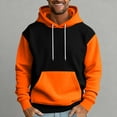 thumbnail image 5 of QHRMKOG Mens Hoodies Pullover Fashion Color Block Hooded Sweatshirrt Loose Fit Long Sleeve Drawstring Hoodie Fall Warm Tops with Pockets Orange L, 5 of 5