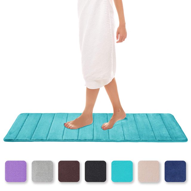 Memory Foam Bathroom Bath Rugs Absorbent Non-Slip Bath Rugs Washable Bath Mat - 40 X 120 Cm, Peacock Green