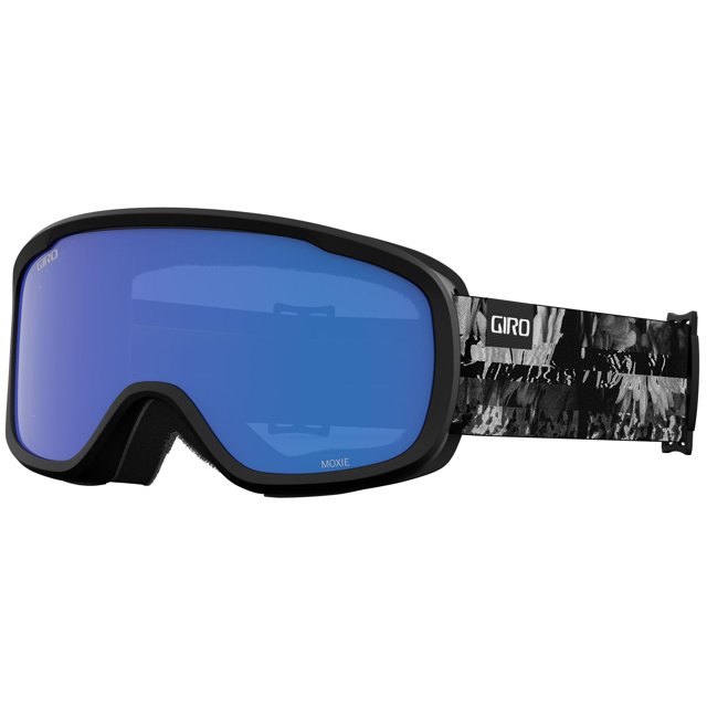 Giro Moxie Asian Fit Gafas de esquí - Gafas de snowboard para mujeres y jóvenes - Correa Data Mosh negra/blanca con lentes gris cobalto/amarillo