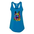 thumbnail image 2 of Wild Bobby, Colorful Happy German Shepherd Dog Animal Lover Ladies Racerback Tank Top, Turquoise, Large, 2 of 3