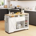 thumbnail image 7 of DWVO 53" Multifunctional Rolling Kitchen Island Cart with Power Outlet, Spice Rack, Wine Rack, White, 7 of 7