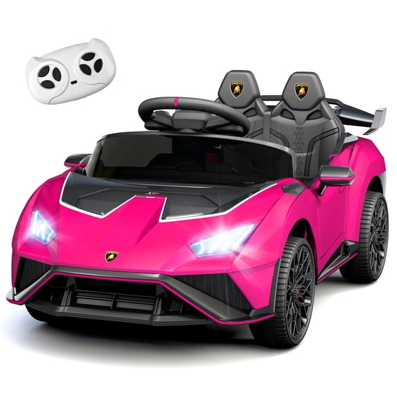 Lamborghini 12V Ride on Car for Kids, Powered Ride on Toys with Remote Control, Music, Bluetooth, LED Lights, Rear Wheel Suspension Electric Car for 1-3 Years Ages Olds, Pink