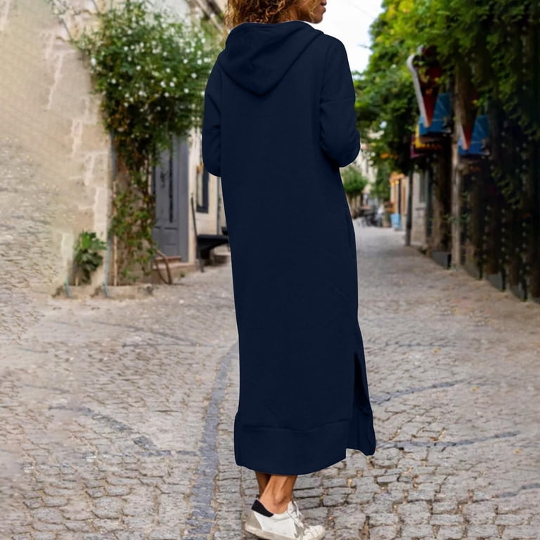 Maxi Dress Blue Hooded Dress Maxi Linen Wrap Dress Elegant Hooded Linen Dress For Chilly Maxi Dress Blue Hooded Dress Maxi Linen Wrap Dress Elegant Hooded Linen Dress For Chilly