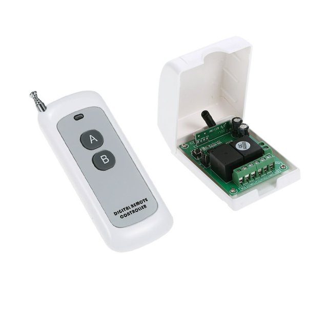 HLONK Maison Intelligente 433Mhz Interrupteur de Télécommande Sans Fil Code d'Apprentissage 2CH Récepteur de Relais Système de Commutation à Distance et Télécommandes Longues 500M 1527