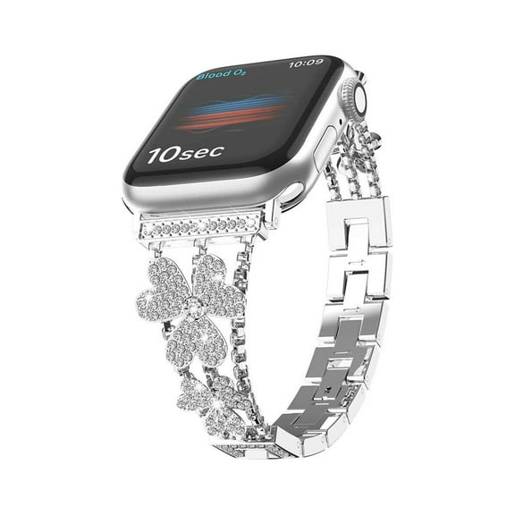 Diamond Band Compatible with Apple Watch Bands for Women 42mm 44mm 45mm 49mm Series 9 Ultra SE 8 7 6 5 4 3 2 1, Sparkle Diamond Replacement Bracelet Wristband with Link Removal Tool, Silver