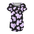 thumbnail image 4 of SMihono Hauts pour Femmes Été Décontracté Chic Col Rond Imprimé Vache Manches Courtes T-Shirt Oversize pour Femmes, 4 of 5