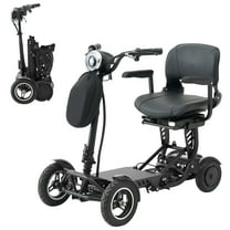 Ouyessir Foldable 4 Wheels Mobility Scooters for Seniors and Adults,300 lbs Capacity, 25-Mile Range, Lithium Battery, 3 Speed Modes, 11.2 mph Max Speed, with Front Storage Bag,Black