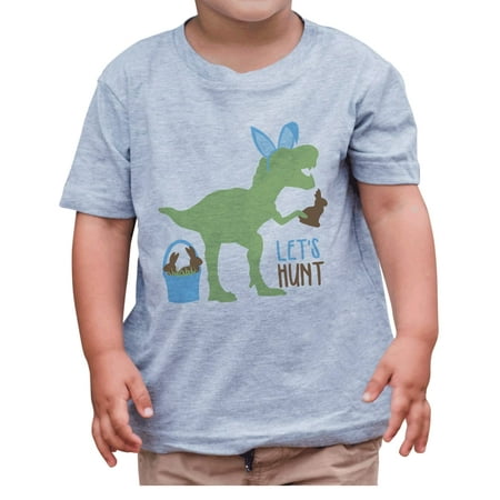 

7 ate 9 Apparel Boys Happy Easter Shirts - Easter Bunny Dinosaur Grey T-Shirt 4T