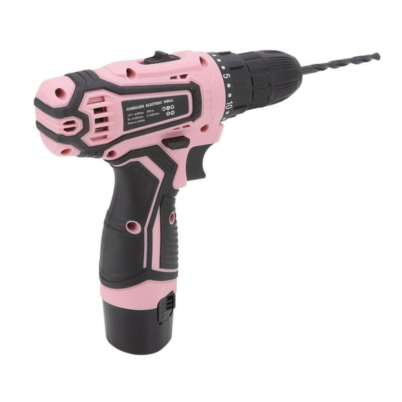 12v electric screwdriver rechargeable cordless compact drill household hand tool, ABS, iron composite material, pink 12v rechargeable lithium-ion battery 1500MAH (built-in battery)