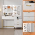 thumbnail image 4 of GloryStar Bancs de Coiffeuse, Coiffeuse Moderne avec Miroir Réglable, Station de Recharge Intégrée, 5 Tiroirs, Table de Toilette Gain de Place pour Chambres, 4 of 7