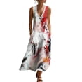 thumbnail image 2 of Uootdi Casual Jumpsuits for Women Gradient Print V Neck Sleeveless Linen Jumpsuit Soft Comfy Relaxed Fit Daily Wear Gift, 2 of 7