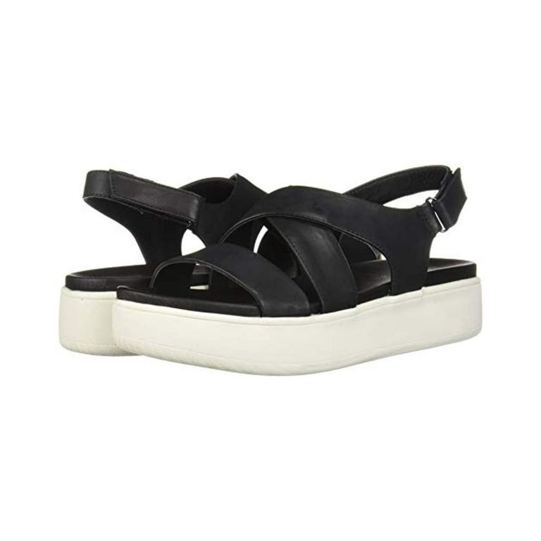 Aerosoles Microphone Sandals Wedge Heeled Slingback Black Leather Flatform Wedge Black Leather 9.5