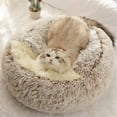 thumbnail image 4 of Cat Bed Round Soft Plush Burrowing Cave Hooded Cat Bed Donut for Dogs & Cats, Faux Fur Cuddler Round Comfortable Self Warming Pet Bed, 4 of 9